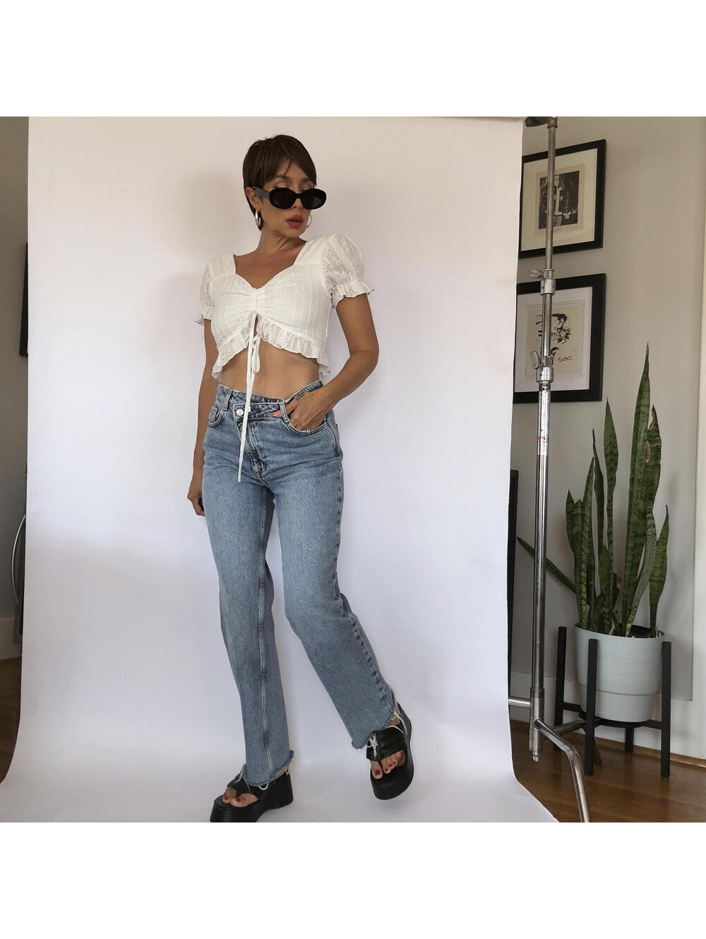 Eyelet Cotton Crop Top